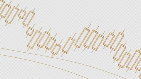 Hollow Gold Candlestick Chart - Close Up - Seamless 4K Alpha Loop Stock Footage 346539240