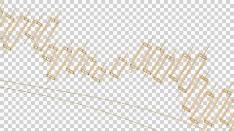 Hollow Gold Candlestick Chart - Close Up 3D Illustration Stockillustratie