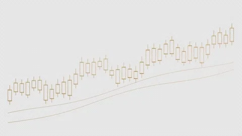 Hollow Gold Candlestick Chart - Wide View - Seamless 4K Alpha Loop Stock Footage 346539077