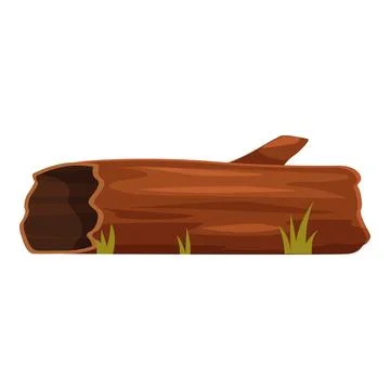 Hollow log lying on grass with broken branch Stock Illustration