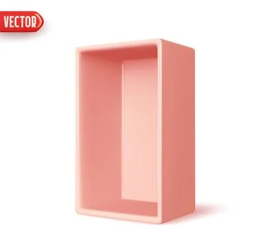 Hollow open box. Empty container. Realistic 3d design element In plastic cart Illustrazione stock
