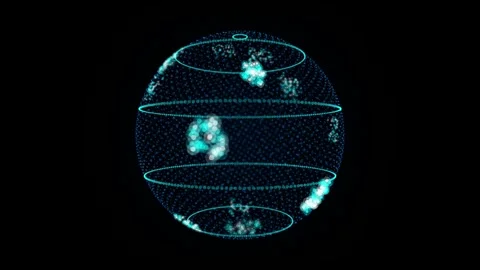 Hollow point cloud sphere rotating seamless loop motion background Stock Footage 344799262