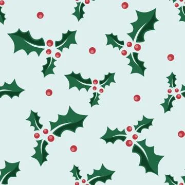 Holly, berries seamless pattern Stock Illustration