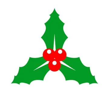 Holly Berry Flat Design Geometry Illustration Stock Illustration
