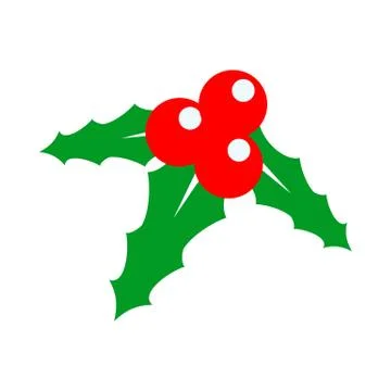 Holly Berry Flat Design Vector Illustration Stock Illustration