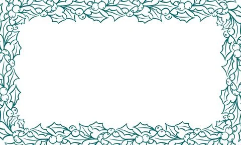 Holly berry frame isolated on white rectangle. Winter holidays Christmas an.. Illustrazione stock
