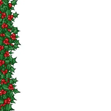 Holly with berry side border Stock Illustration