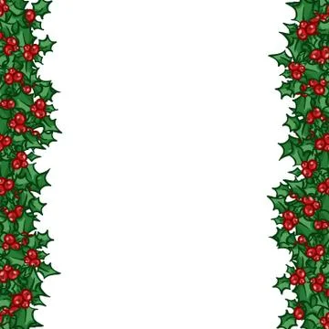 Holly with berry side border Stock Illustration