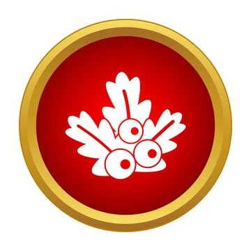 Holly branch with red berries icon design Stock Illustration