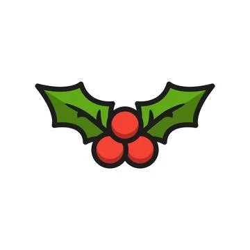 Holly christmas icon vector basic design simple and modern Stock Illustration
