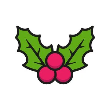Holly christmas icon vector basic design simple and modern Stock Illustration