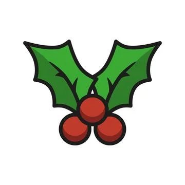 Holly christmas icon vector basic design simple and modern 库存插图