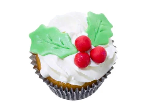 Holly cupcake Stock Photos