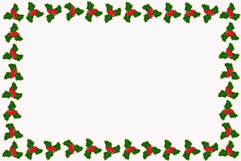 Holly frame for christmas on white background, horizontal background Stock Illustration