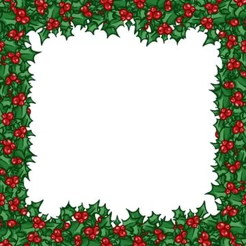 Holly frame. Hand drawn vector design element Stock Illustration