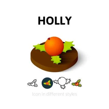 Holly icon in different style Stock Illustration