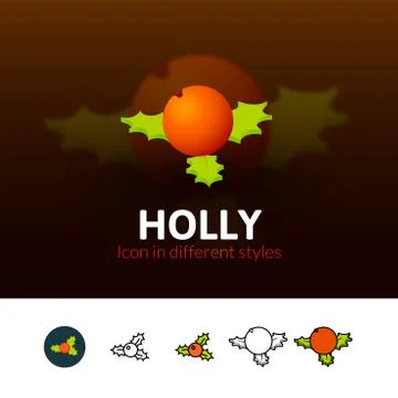 Holly icon in different style Illustrazione stock