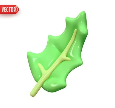Holly leaf. Green mistletoe leaf. Decorative Christmas element for design. Re Stock Illustration