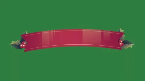 Holly leaves red berries pair of on christmas decorations ribbon isolated Stock-Footage 336858100