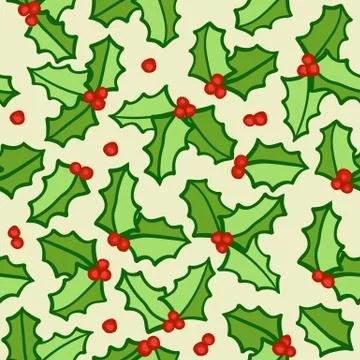 Holly seamless background Stock Illustration