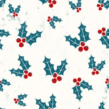 Holly Seamless Pattern Stock Illustration