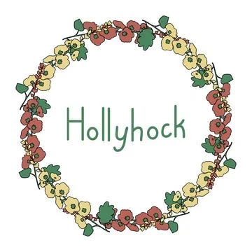 Hollyhock vector frame Stock Illustration