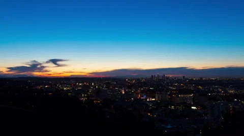Hollywood and Los Angeles Sunrise Timelapse Stock Footage