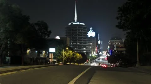Hollywood and Vine Capitol Records Time Lapse 02 Stock Footage