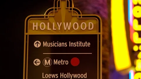 Hollywood Sign Night Stock Video Footage 