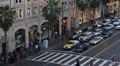 Hollywood Boulevard Aerial View People Crossing Car Passing Walk of Fame Dusk US HD Footage