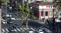 Hollywood Boulevard Fire Engine Truck Passing Firefighters Crowds People Walking HD Footage