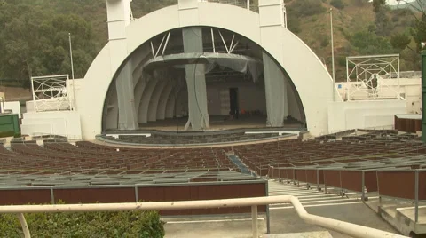 Hollywood Bowl Empty-Preparing for Rehersals During Winter Stock Footage 1391690