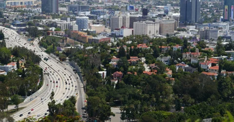 Hollywood Bowl Overlook Freeway in Los Angeles California USA Stock Footage