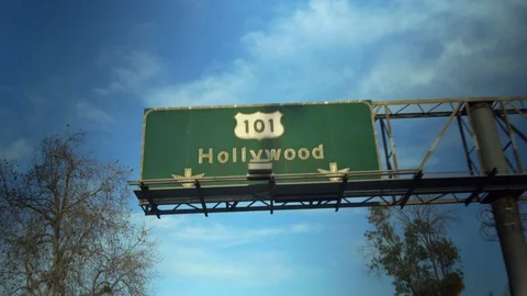 Hollywood Freeway Sign - Los Angeles - 4K Stock Footage