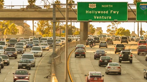 Hollywood Freeway Sunset Rush Hour Timelapse Los Angeles Vidéo 41757614