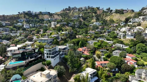 Hollywood hills drone view Stock Footage 275873283