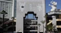 Hollywood Hills Sign, Highland Center Shopping Mall Center, Los Angeles, LA, USA HD Footage