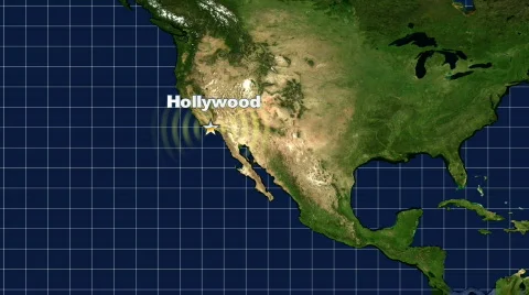 Hollywood Map Graphic Stock Footage 113121