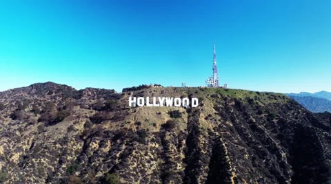 Hollywood Sign Aerial Zoom Stock Footage