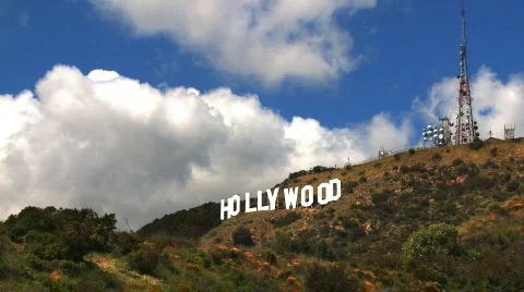 Hollywood Sign Clouds Time-lapse Stock Footage