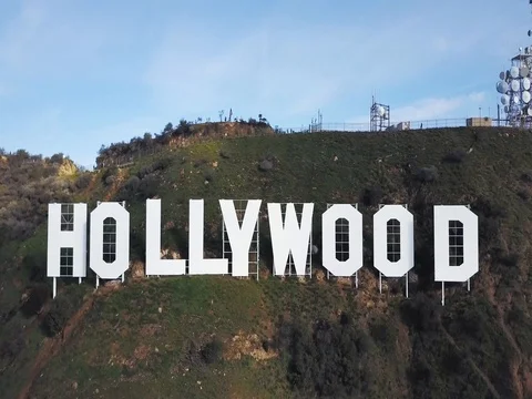 Hollywood Sign Dolly Forward Stock Footage