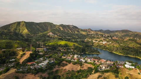 Hollywood Sign, Hollywood Hills, Aerial View Shot of Hollywood, Los Angeles Stock Footage 268813397