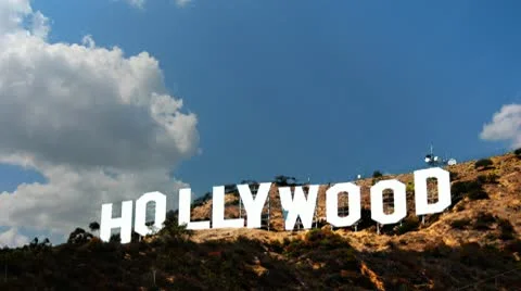 Hollywood Sign Time-Lapse Day Clouds California Los Angeles Entertainment Stock Footage 10689334