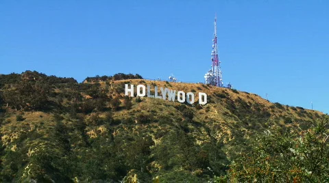 Hollywood Sign, Zoom In Stock Footage