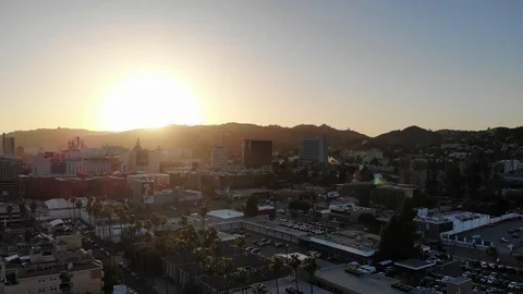 Hollywood Sunset Aerial Video stock 101079264