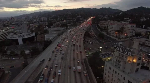 Hollywood Traffic intersection from overhead Stock Footage 57805168