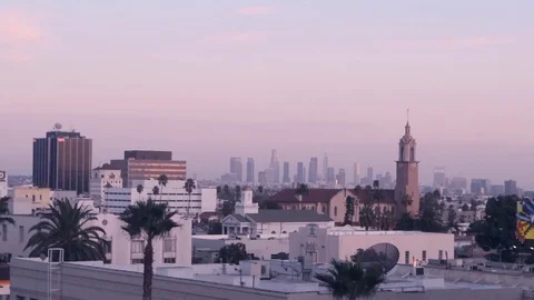 Hollywood View Of LA Stock Footage 81006373