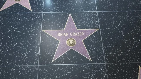 Hollywood Walk of Fame Star - 2 Shots - Brian Grazer Stock Footage 89565053