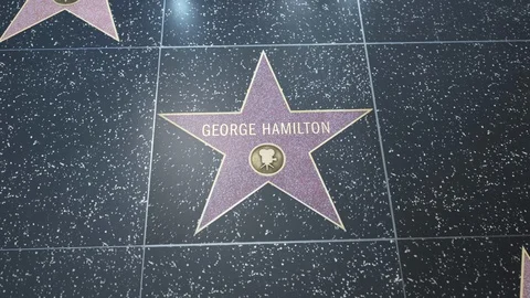 Hollywood Walk of Fame Star - 2 Shots - George Hamilton Stock Footage
