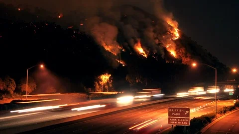 Hollywood Wild Fire Time Lapse Stockbeeldmateriaal 87875438